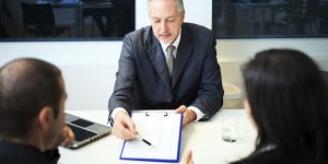 Businessman showing a document